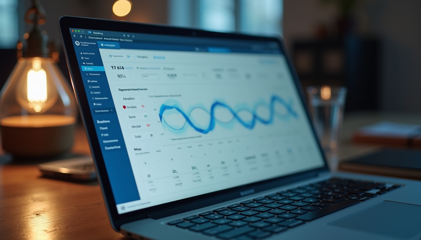 Close-up view of a laptop screen displaying election data analytics